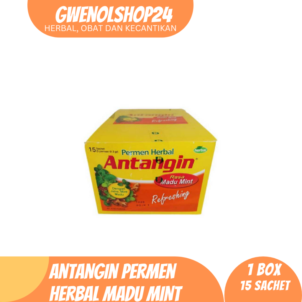 

Permen Herbal Antangin Madu Mint Box (Isi 15 Sachet) | Antangin Permen Honey Mint Deltomed | Melegakan, Menyegarkan Tenggorokan, Mengurangi Mual