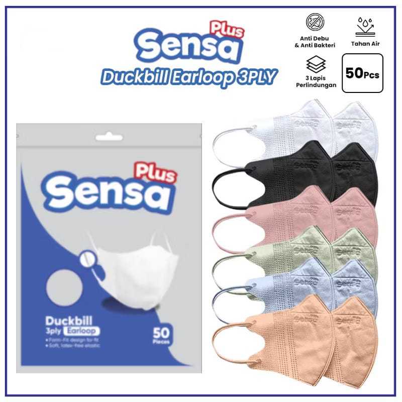 [Sensa] Masker Duckbill 50 Pcs Tebal | Masker Duckbill | Masker Warna Warni 50Pcs | Duckbill Warna