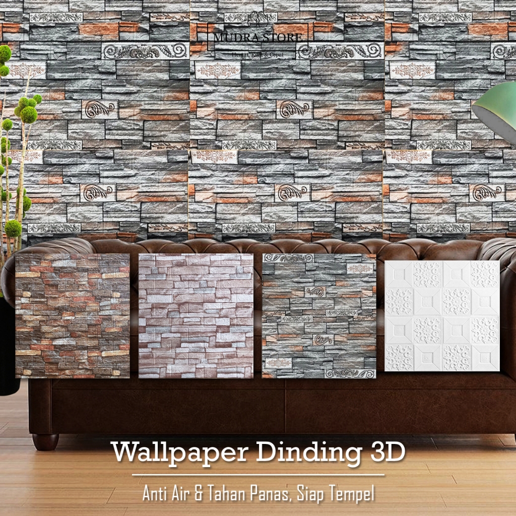 Wallpaper Dinding 3D Foam Motif Batu Alam / Wallfoam 3D/ Wallsticker Dinding 3D Foam