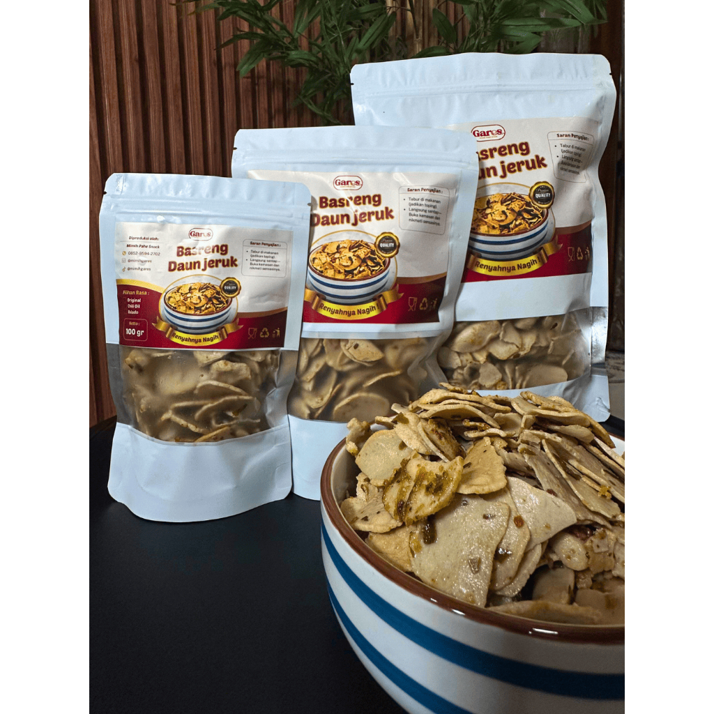 

Basreng Pipih Daun Jeruk Rasa Original - Mimih Gares Snack - Baso Goreng - Cemilan