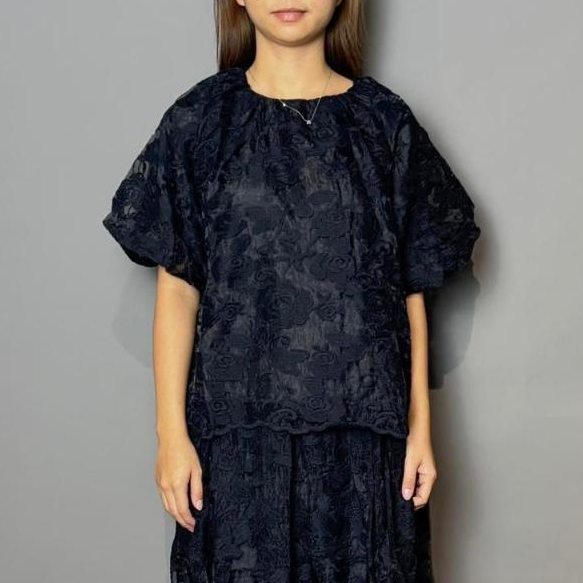 Magnolia Collection Atasan Wanita Lace Blouse Brokat Hitam