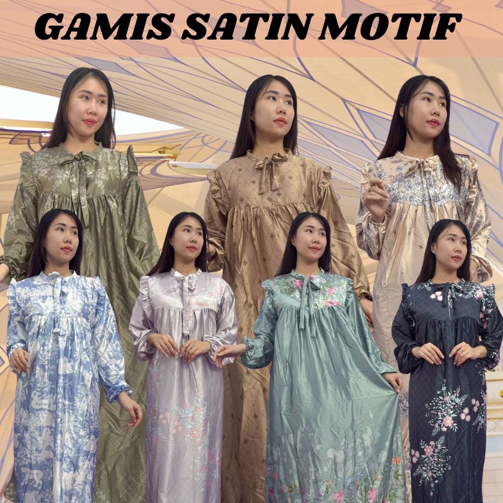 GAMIS SATIN MOTIF REJECT BUSUI / GAMIS SATIN ARMANI MOTIF MEWAH