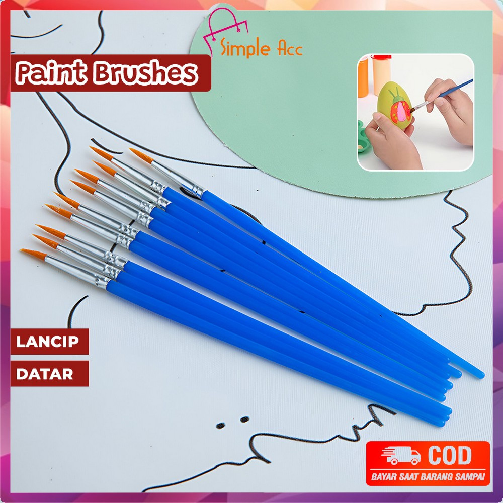 

EC DO-A98 Kuas Lukis Cat Air Paint Brush Nilon Ujung Pointed dan Flat / Kuas Kecil Lancip Datar Art Brush Cat Minyak Akrilik