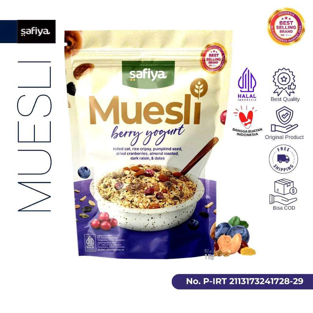 

Safiya Muesli Berry Yogurt 1 Kg Sereal With Almond Premium