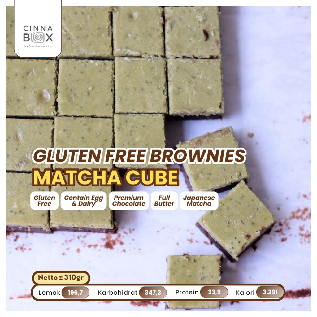 

GLUTEN FREE SUPERFOOD BROWNIES MATCHA CUBES