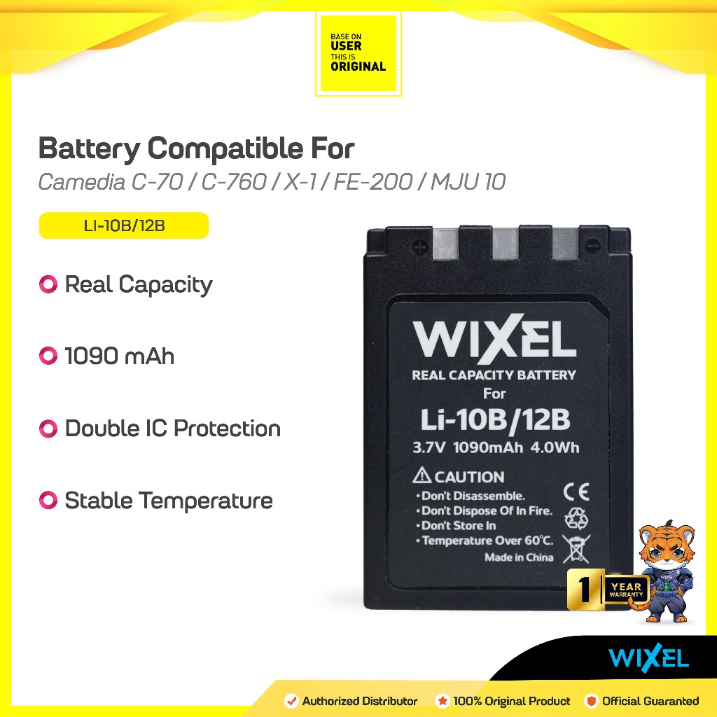 WIXEL Baterai Kamera LI-10B / LI-12B for Olympus Camedia C-70 C-7000 C-760 C-765 C-770 D-590 X-1 X-2