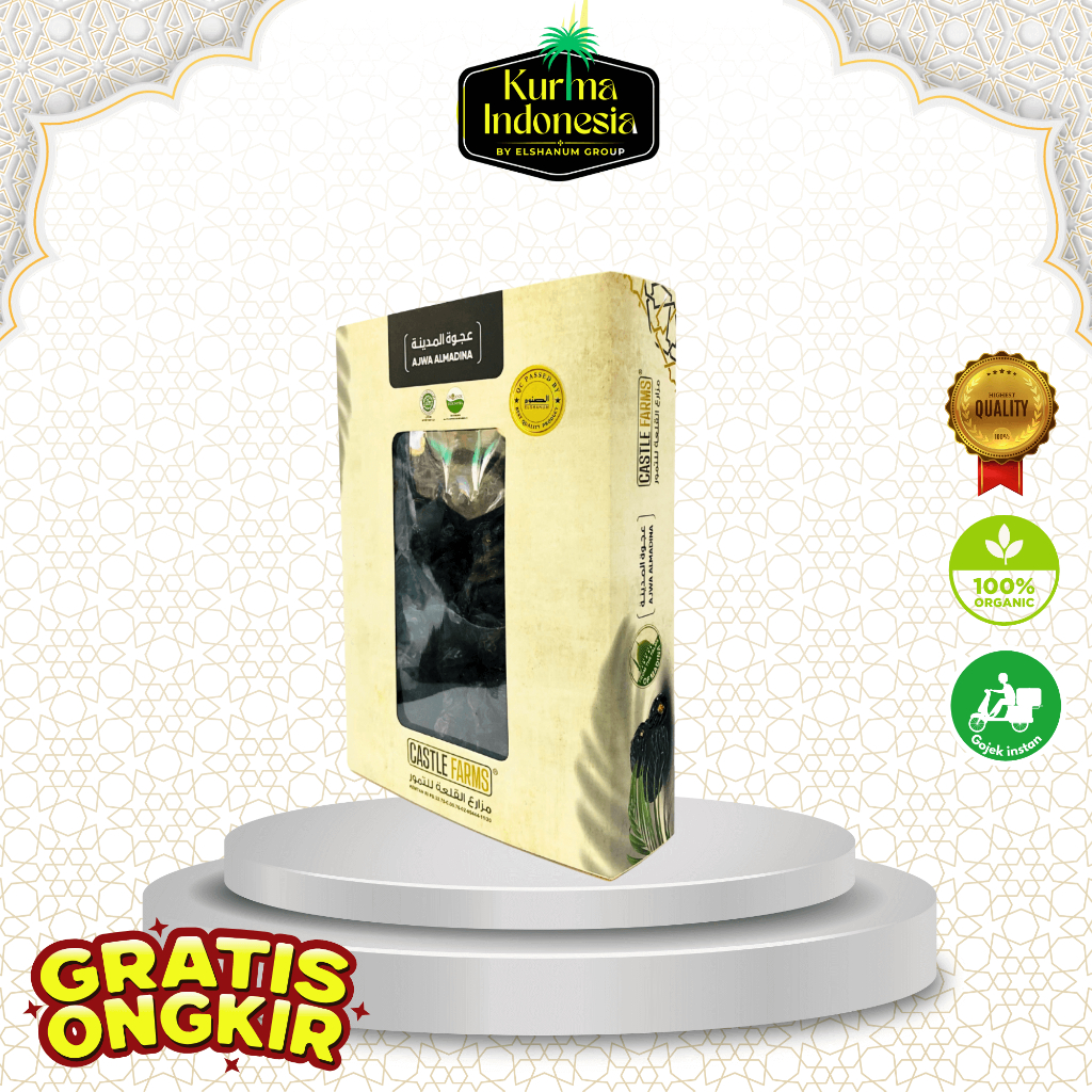 

KURMA AJWA ORGANIC CASTLE FARMS PREMIUM / KURMA AJWA AL-MADINAH ASLI / KURMA AJWA ORGANIC - KURMA INDONESIA