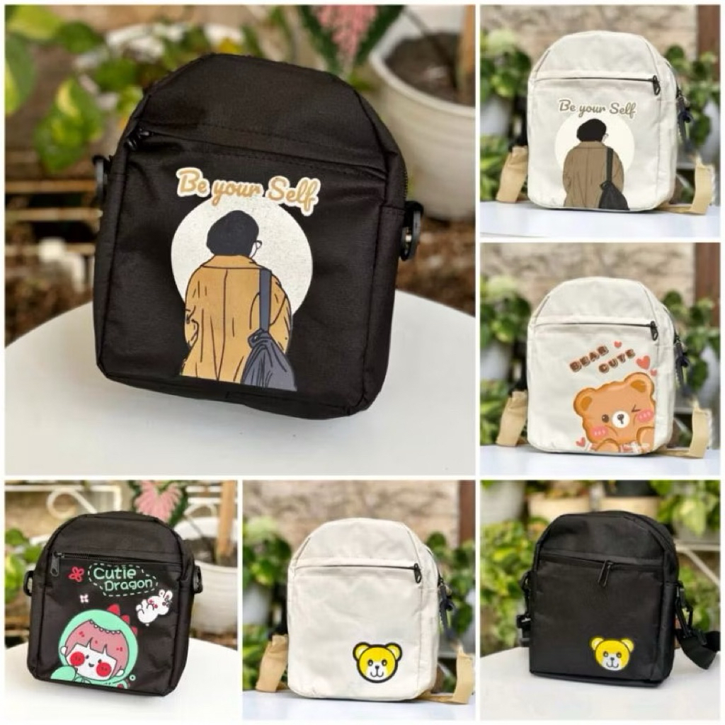 Tas Selempang Mini Beruang Lucu | Sling Bag Wanita Remaja Kekinian | Tas Boneka Cute Korea Style