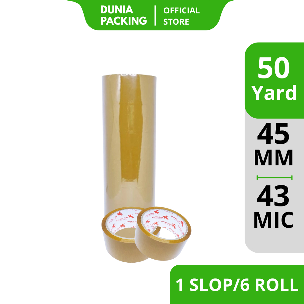 

[TERMURAH] Lakban OPP Tape / Lakban Coklat Dunia Packing 50 Yard (1 Slop) -COD