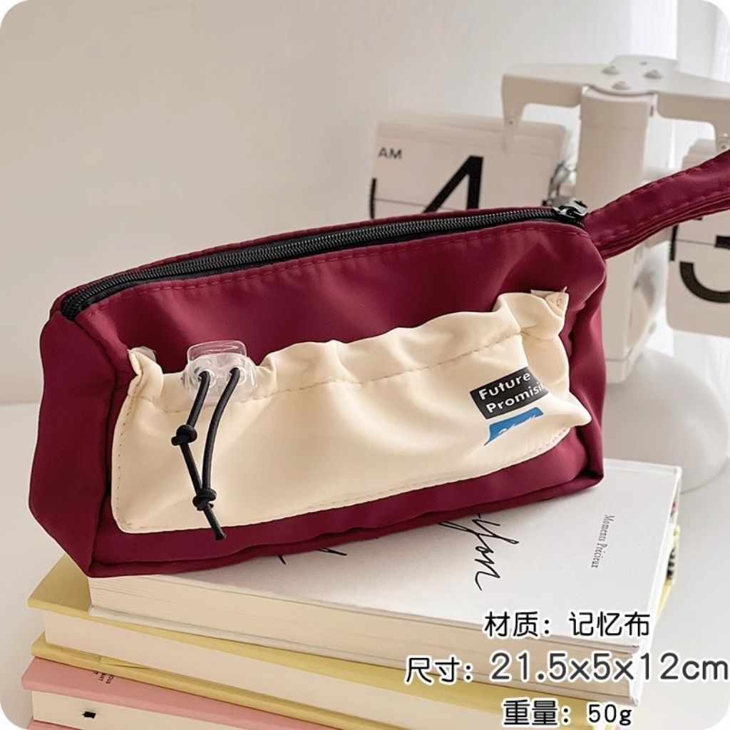 

Pencil Case Serut Maroon Navy Cute Tempat Pensil Penyimpan Alat Tulis Style Korea Kotak Pensil Anak Sekolah Estetik Tahan Air Simple Unisex