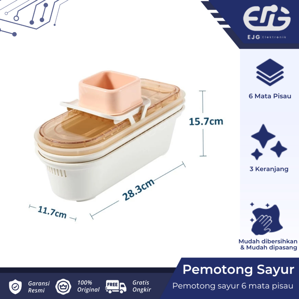 Freemir Alat Pemotong Sayur Buah 6 Pisau + 3 Wadah dan Penyaring Vegetable Slicer Serbaguna
