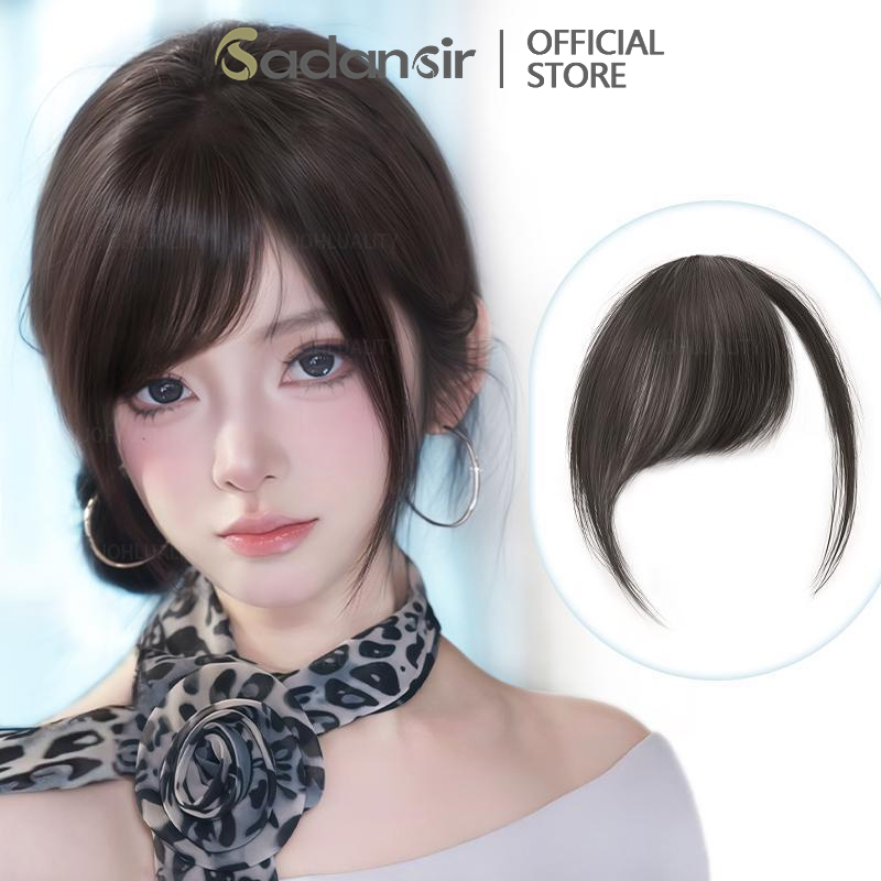 Sadansir Poni Rambut Palsu Wig Hairclip Rambut Poni Palsu Tanpa Jahitan Wig Wanita Ringan Poni