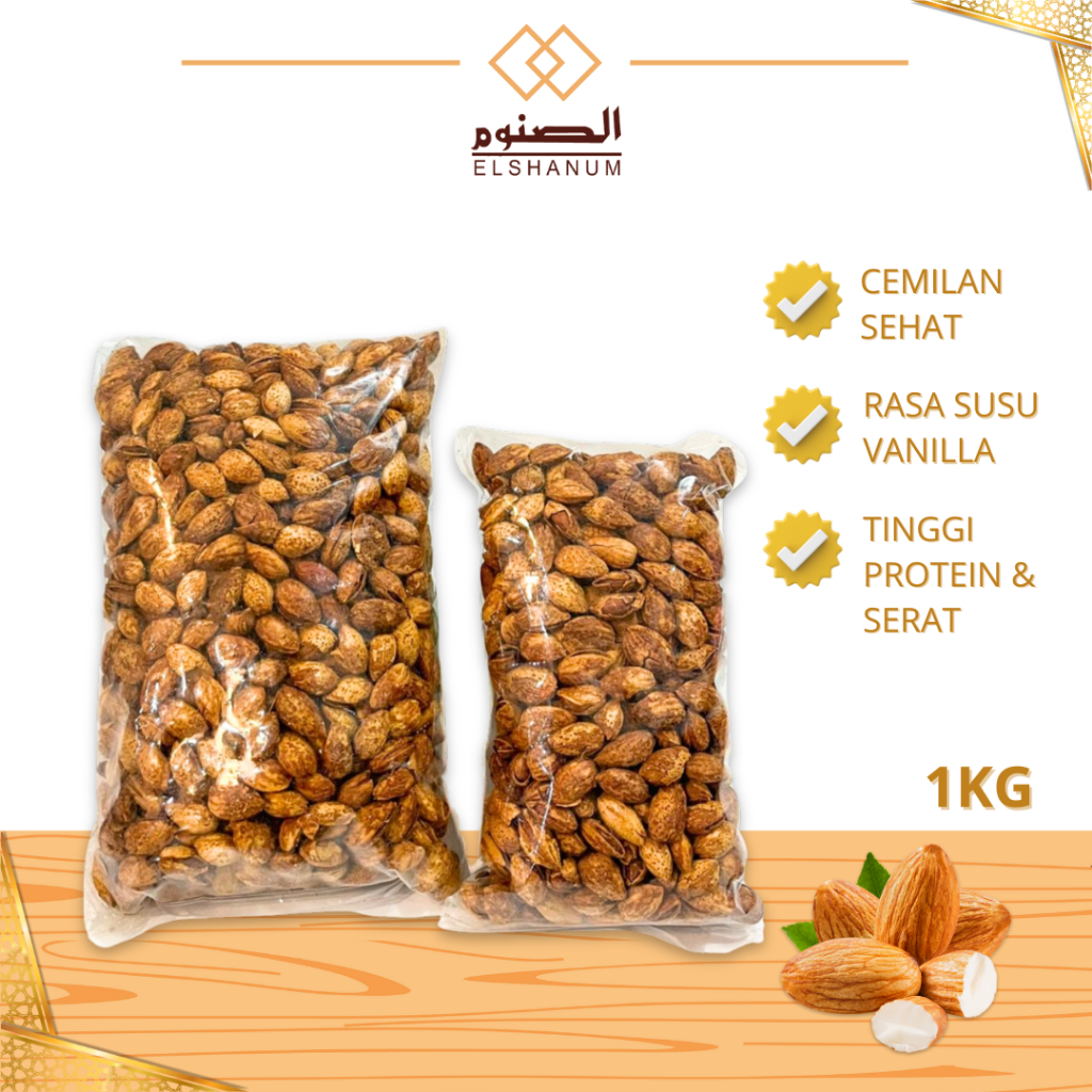 

Kacang Almond Roasted 1Kg / Kacang Almond Susu / Kacang Almond Panggang / Oleh Oleh Haji