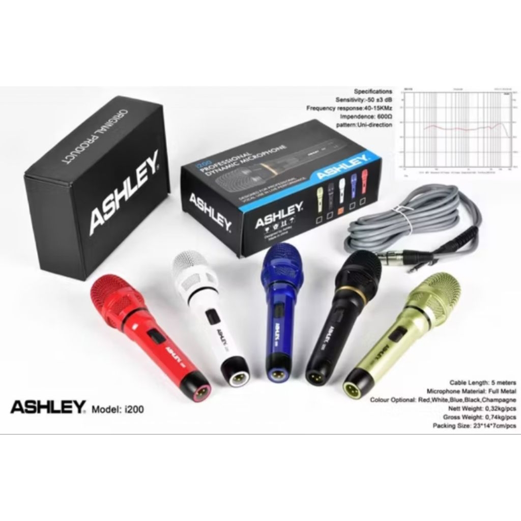 Mic Ashley i200 Kabel Asli – Terbaik untuk Karaoke, Recording & Live