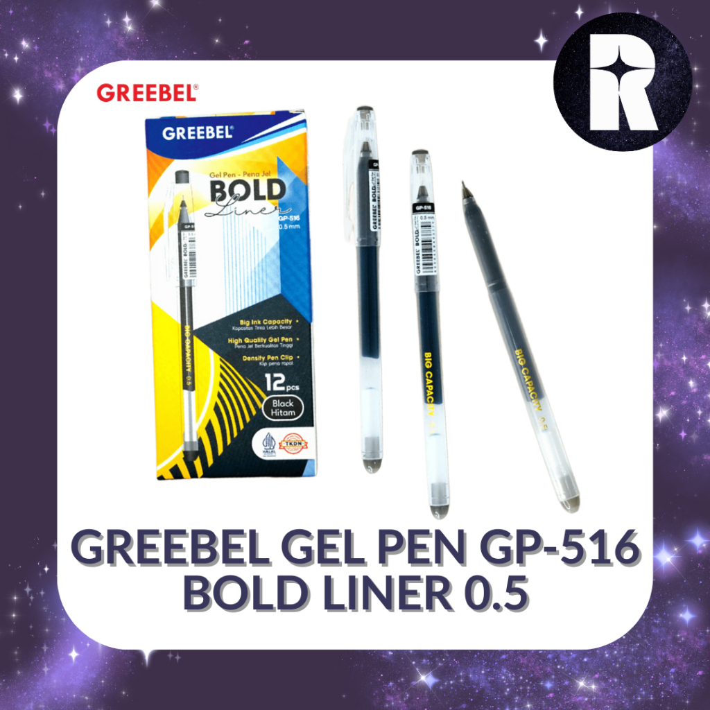 

PULPEN HITAM GREEBEL GEL PEN GP-516 BOLD LINER 0.5 (PCS)