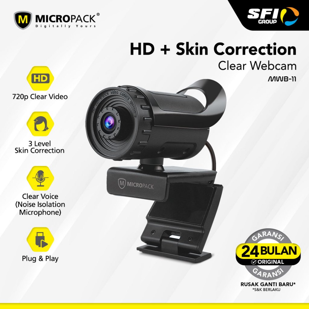 Micropack MWB-11 HD 720P WebCam - Kamera Video Konferensi dengan Efek Beauty dan Mikrofon Bawaan