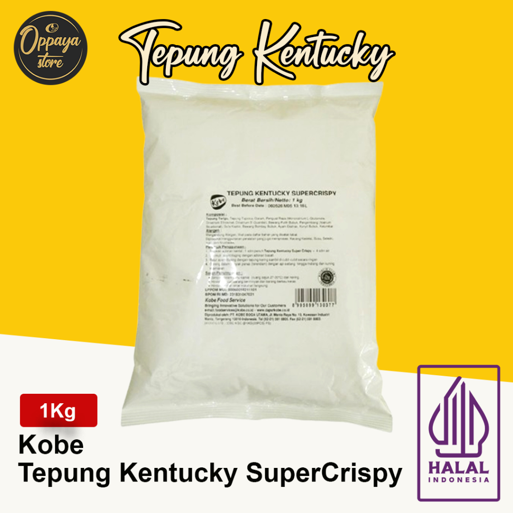 

KOBE Tepung Kentucky SuperCrispy 1Kg – Tepung Bumbu Serbaguna Ayam Goreng Renyah & Halal