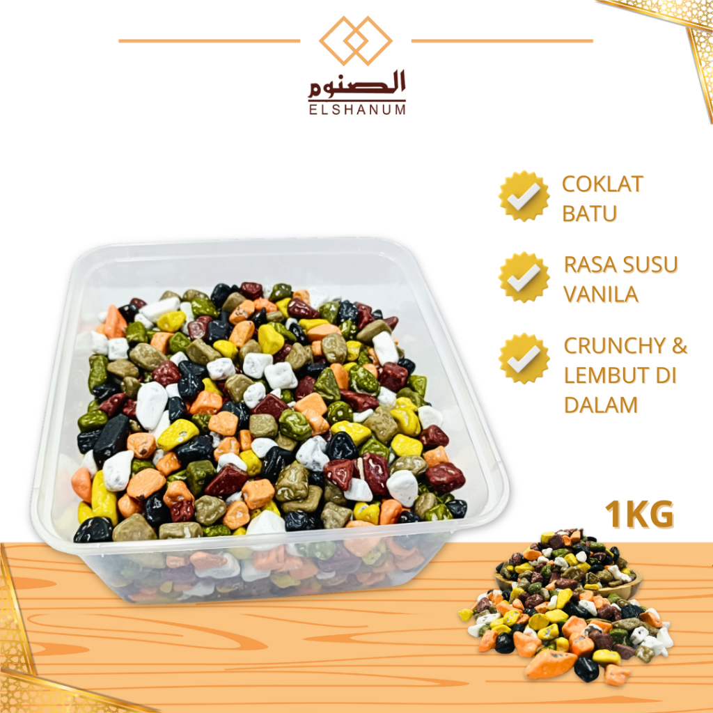 

Coklat Batu Kerikil 1kg, Kemasan Thinwaal, Renyah Dan Manis Pas, Oleh-Oleh Haji Dan Umroh, Shabani Store