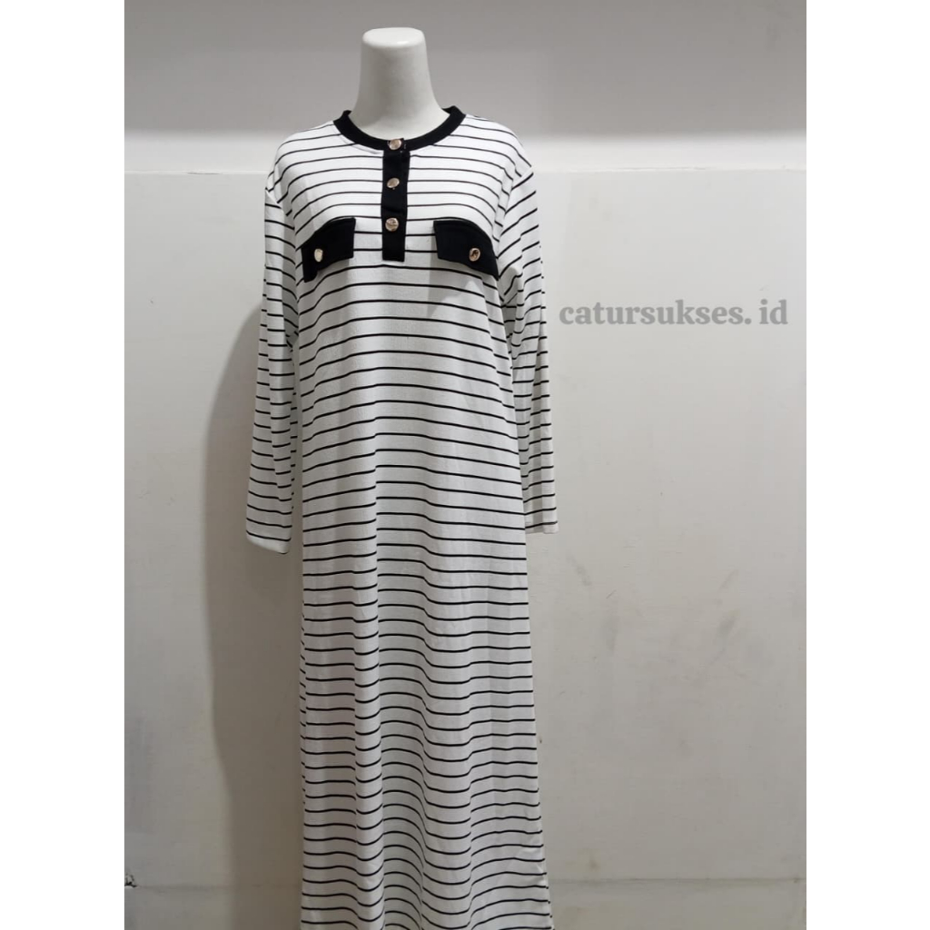 BAJU GAMIS WANITA MODEL GARIS GARIS SIMPLE BAHAN PREMIUM
