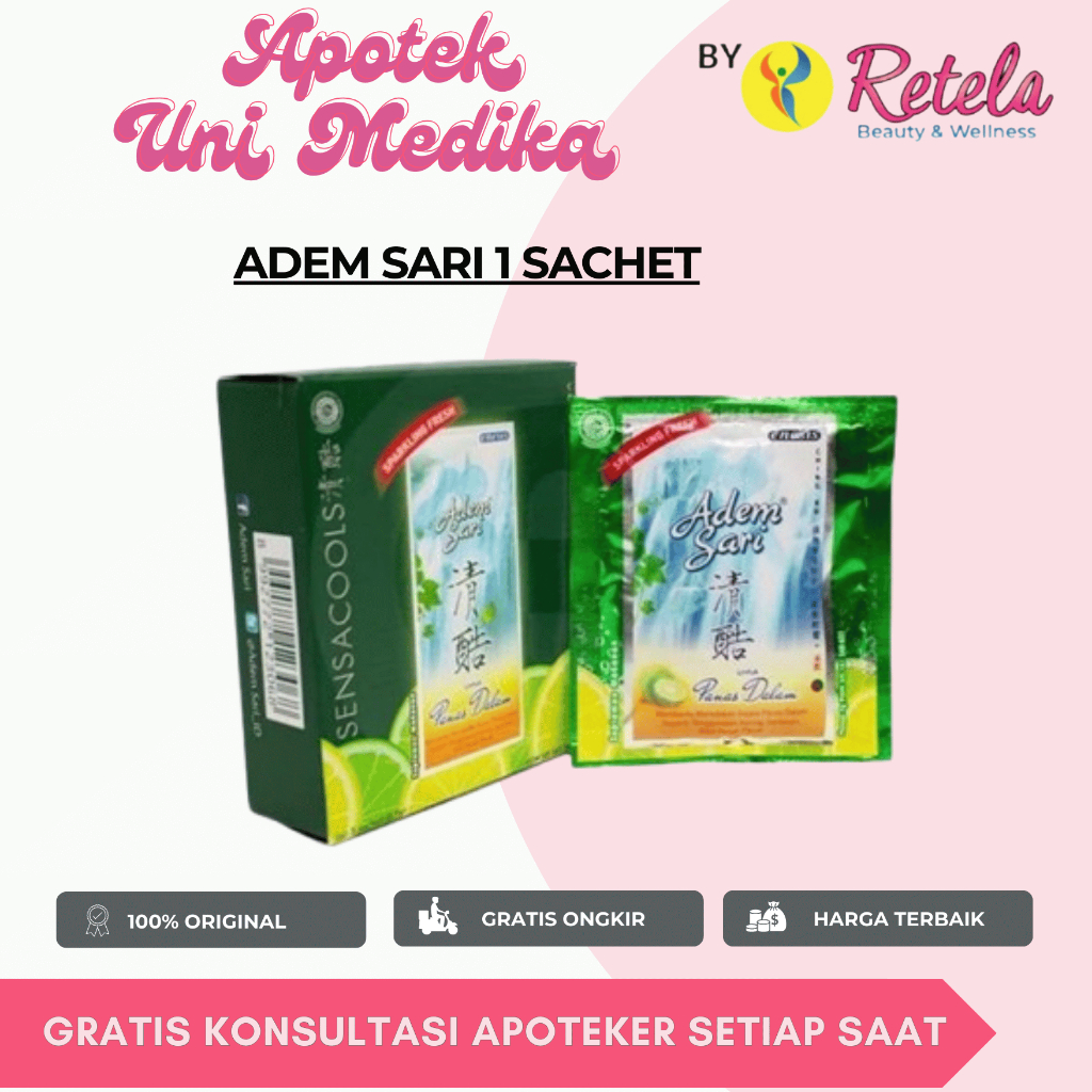

ADEM SARI 1 SACHET/ UNTUK PANAS DALAM/SARIAWAN/ BIBIR PECAH PECAH