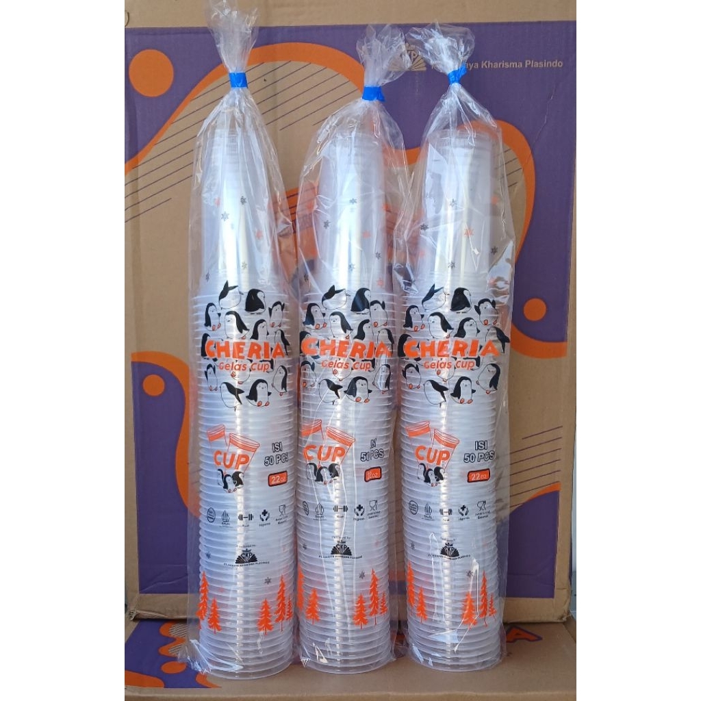 Cup Plastik Bening Datar Series Merk CHERIA Ukuran 12Ozz/14 ozz/16Ozz/18Ozz/ 22oz – Gelas Minuman 1 