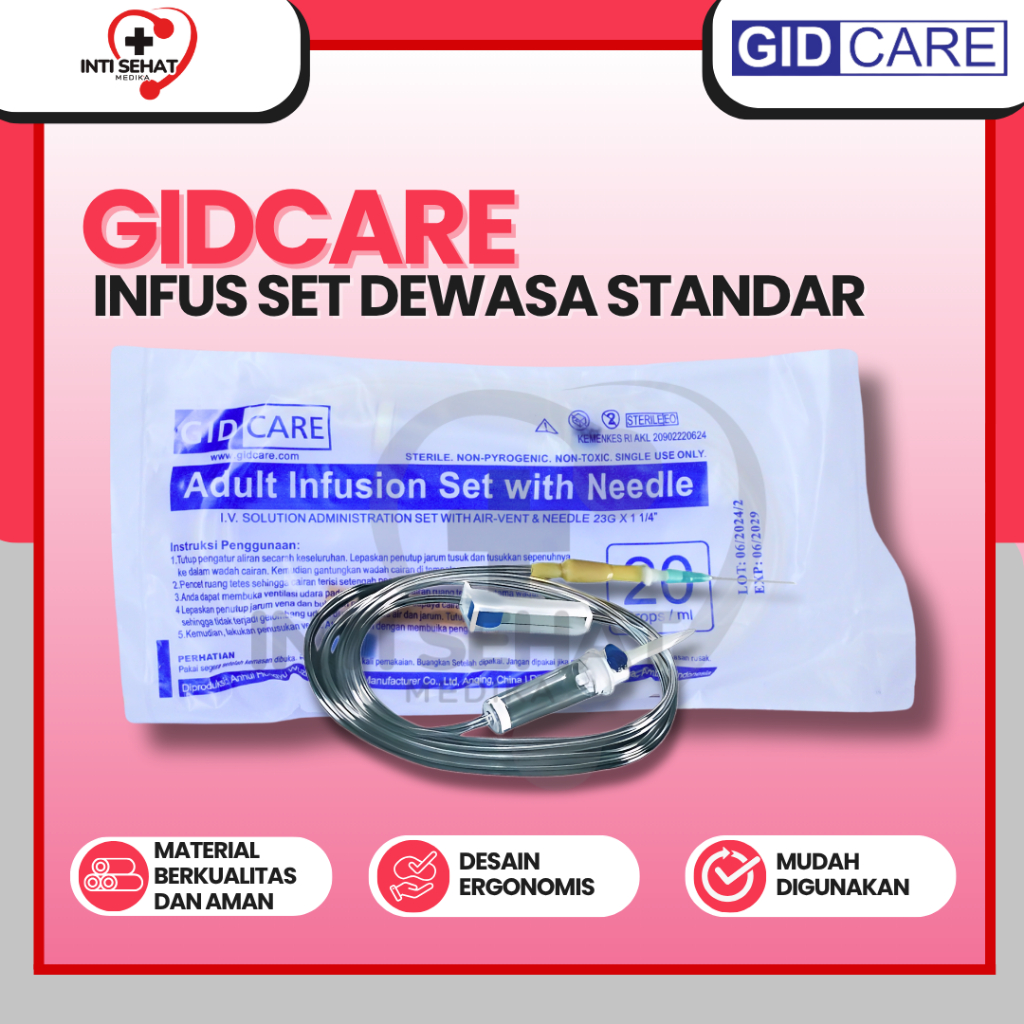 Infusion Set Adult Gidcare / Alat Selang Infus Set Dewasa Disposable
