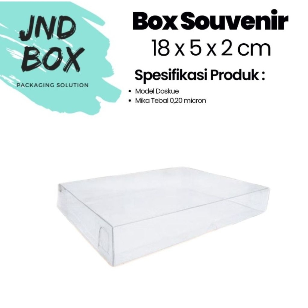 

Kotak Mika Kemasan Souvenir Uk. 18 x 5 x 2 Dk