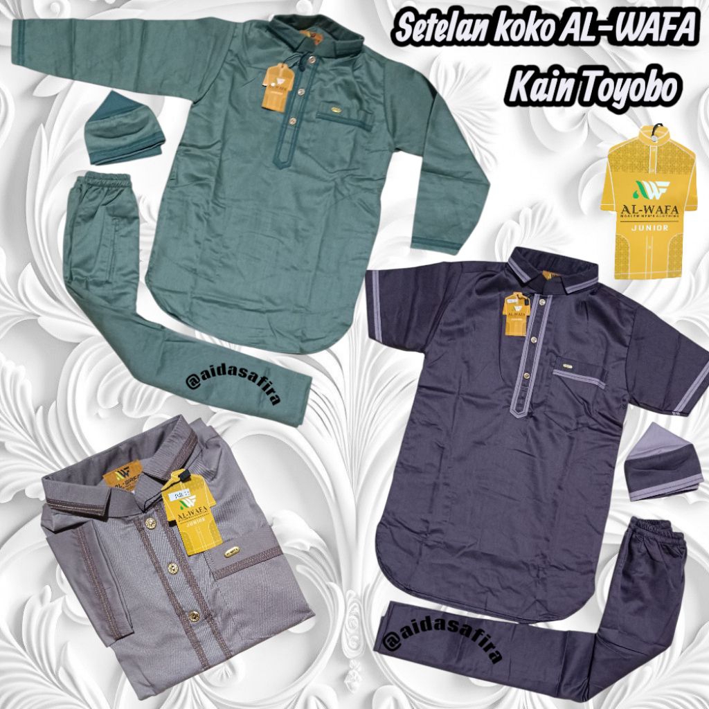(AL-WAFA) SETELAN KOKO ANAK AL-WAFA TANGAN PANJANG PAKISTAN QURTA 4 SAMPAI 15/SETELAN KOKO ANAK AL-W
