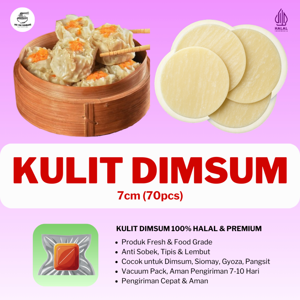 

Kulit Dimsum Halal Frozen Food Diameter 7cm Isi 70 Lembaran Anti Sobek Premium Tipis Lembut Terenak Cocok untuk Dumpling, Gyoza, Siomay Praktis Tinggal Pakai Freezer Awet Higienis Enak untuk Usaha Kuliner dan Masakan Rumahan