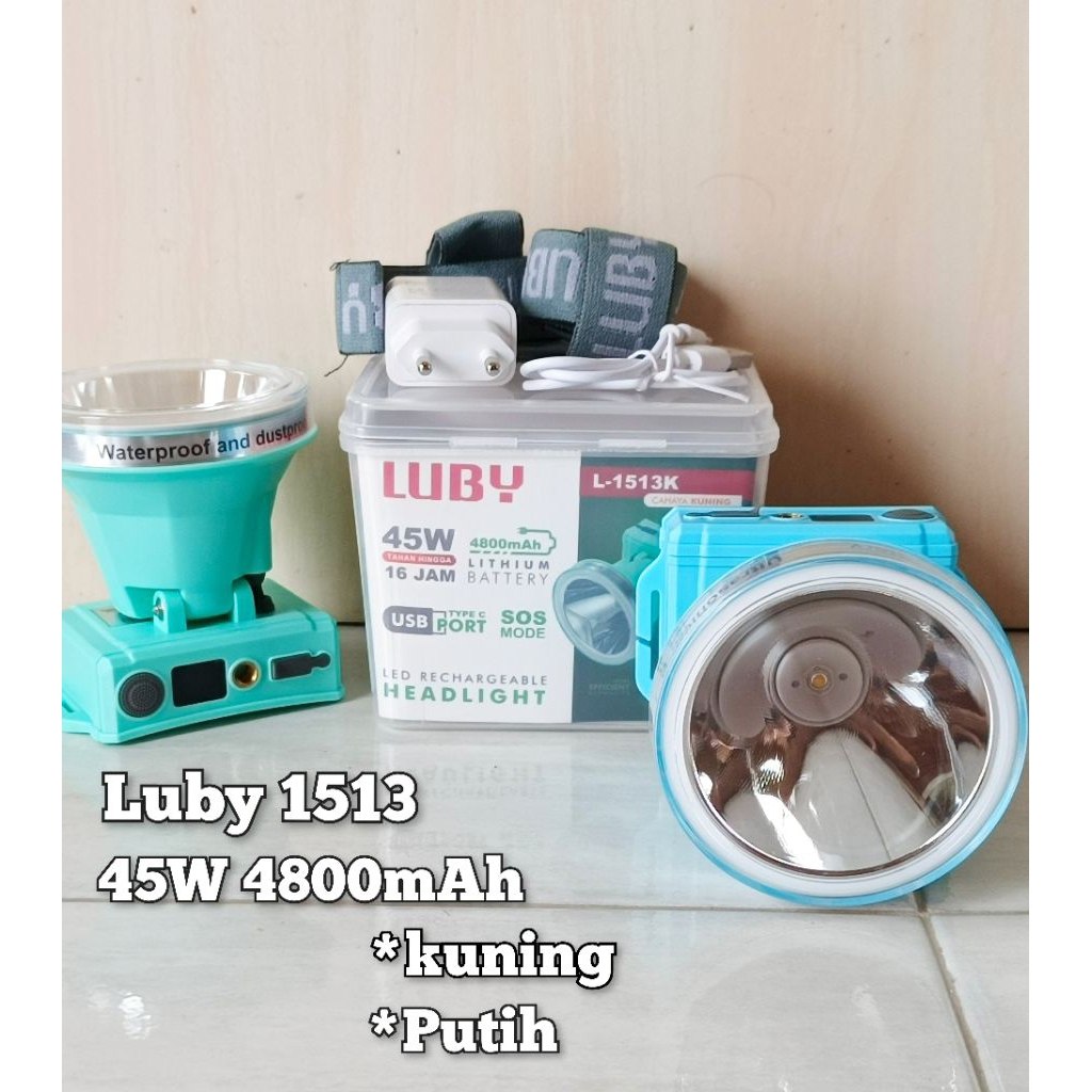 senter kepala luby 1513 waterproof headlamp luby 1513 45W Baterai