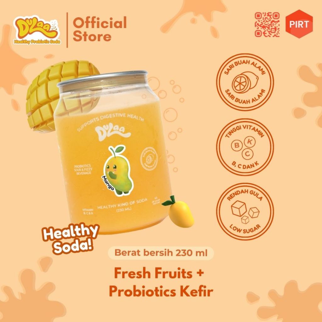 

Healthy Soda Mango Dulaa | Minuman Sehat Detox Vitamin Soda Sari Buah Mangga 230ML