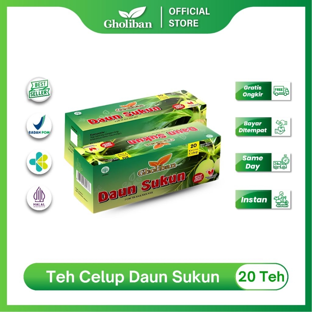 

Gholiban Teh Celup Daun Sukun 20 Teh Herbal Alami Penunjang Kesehatan Jantung & Gula Darah