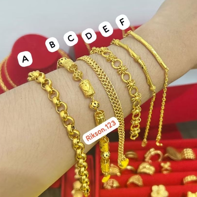 gelang lapis emas gelang replika emas penang mirip asli cocok pakai pesta pengait S