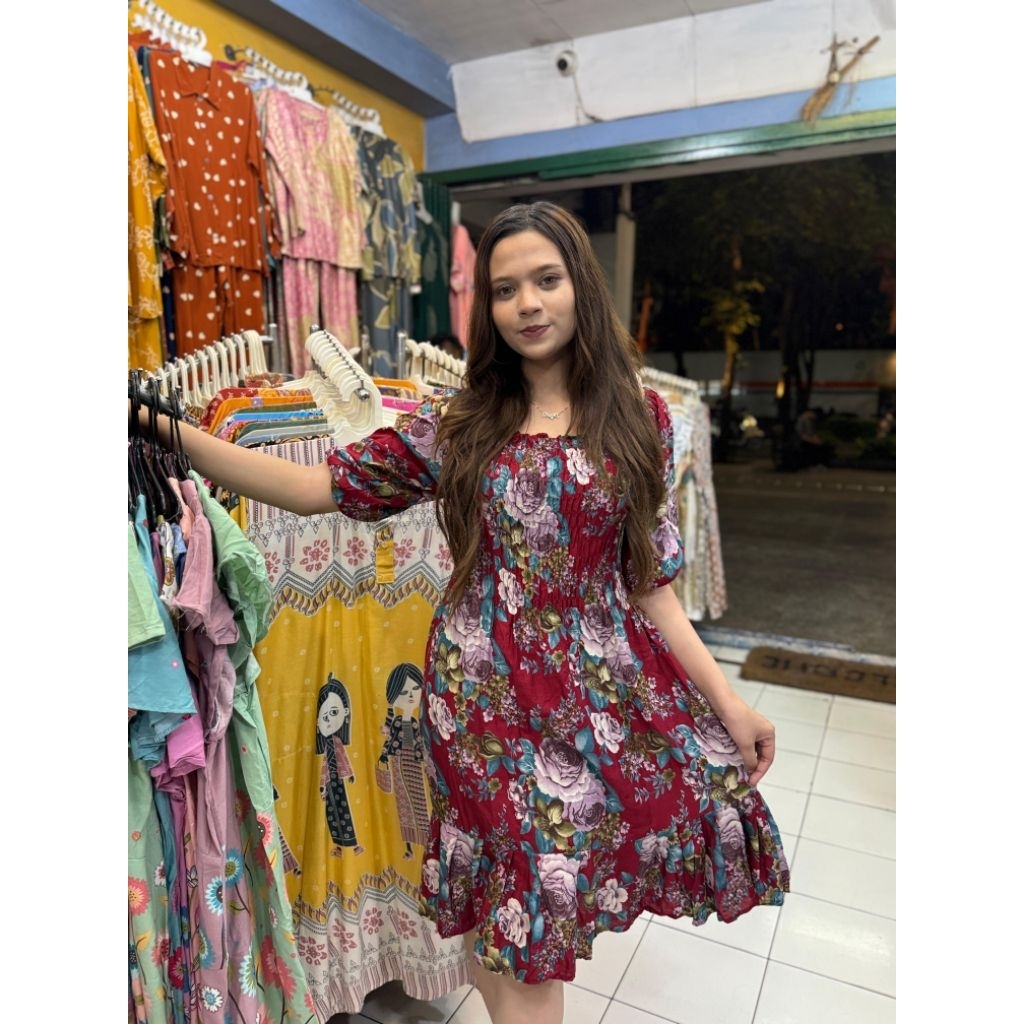 Dress Sabrina | Dress Sabrina Pendek | Dress Sabrina Panjang | Summer Dress | Gaun Casual | Dress Bu