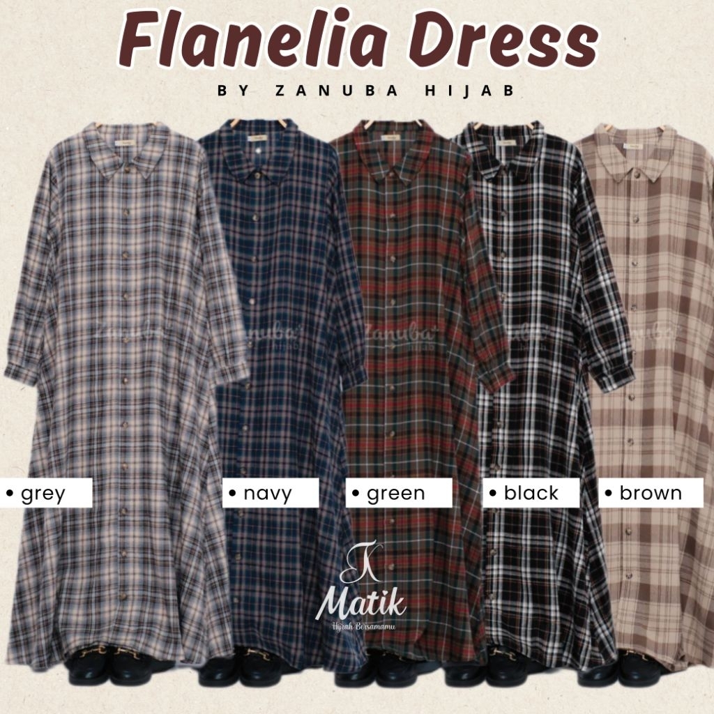 Flanelia Dress by Zanuba Hijab Gamis Flannelia | gamis flannel | gamis flanel | gamis kotak-kotak | 