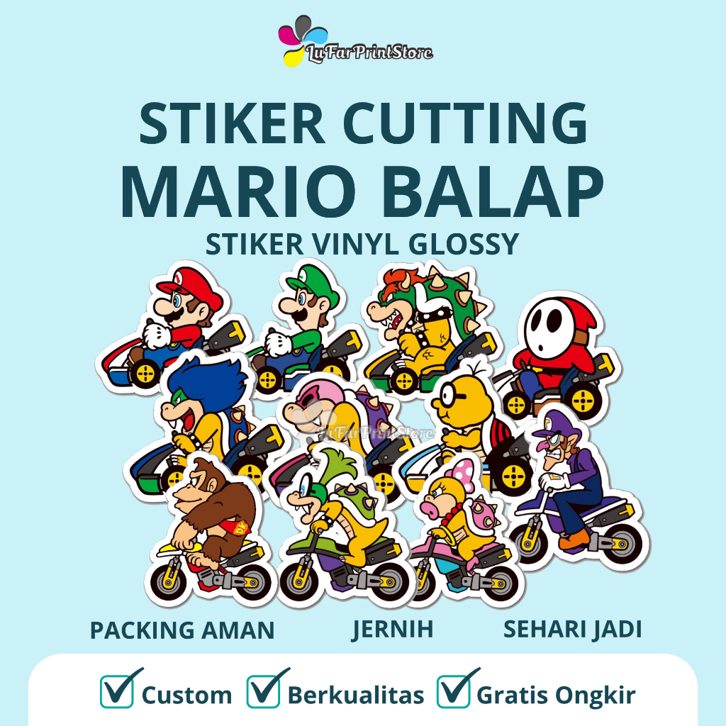 

MURAH STIKER CUTTING MARIO BALAP ( ISI 50 PCS ) | STIKER VINYL | STIKER MARIO BALAP [ SEHARI JADI ]