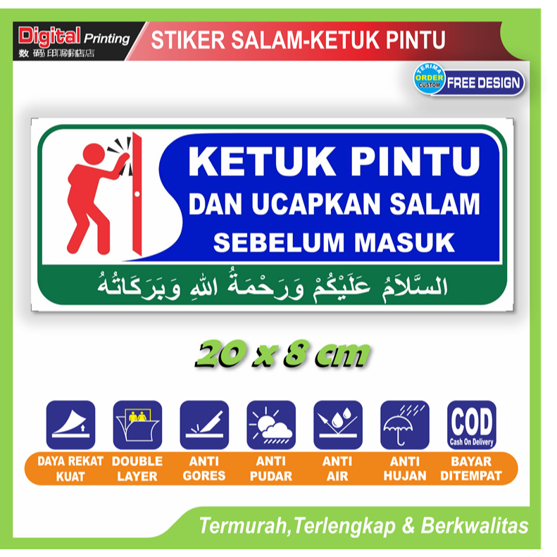

Stiker tulisan new ketuk pintu dan ucapkan salam sebelum masuk stiker tempelan pintu kamar dll
