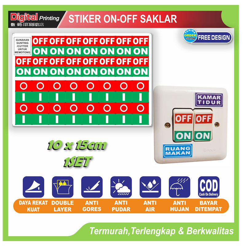 

Stiker tulisan new ON OFF nyala padam sticker petunjuk saklar lampu alat elektronik kantor rumah dll