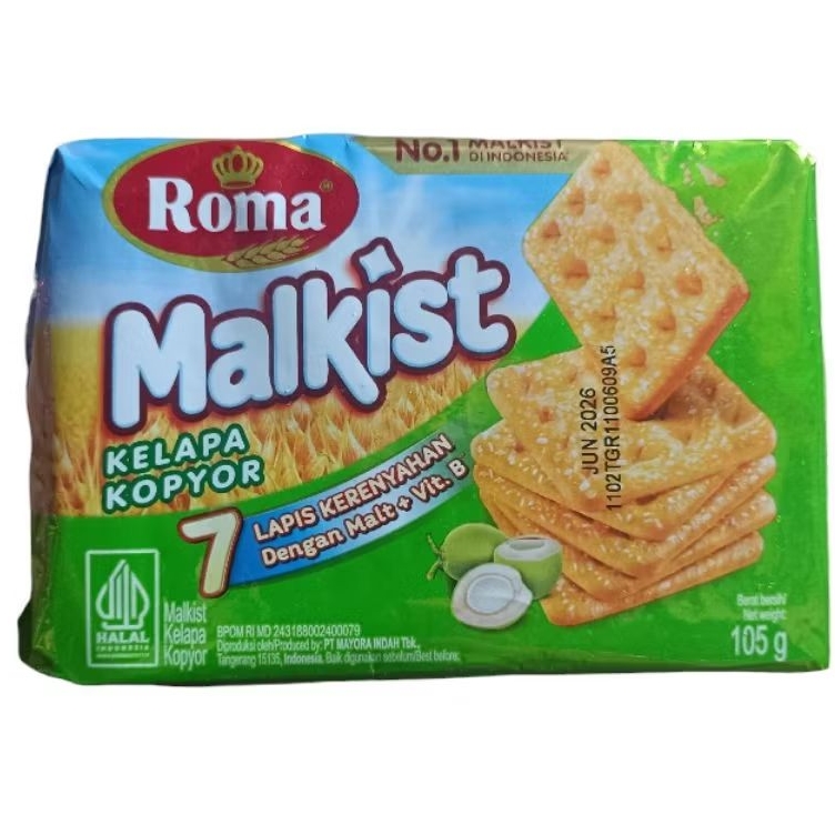 

Roma Malkist Kelapa Kopyor Malkis Crispy Crackers 105gr