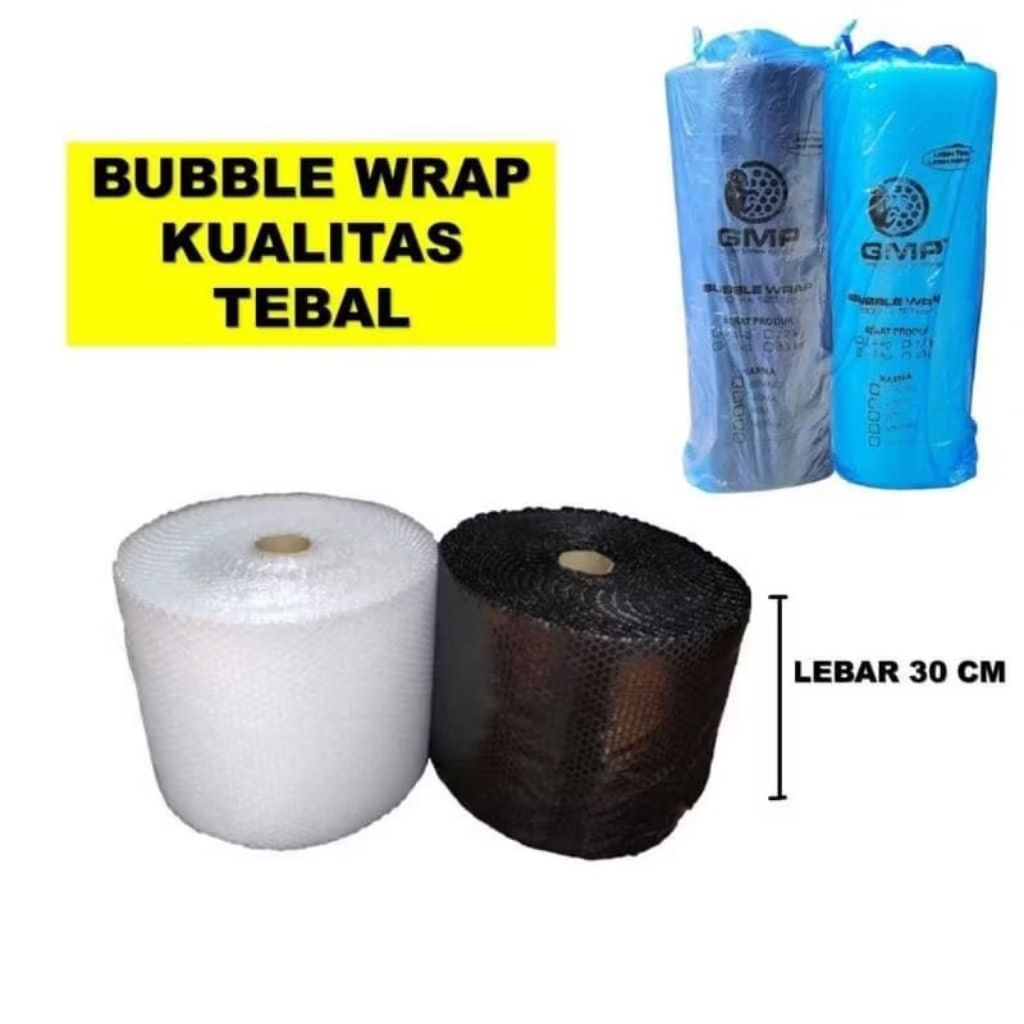 

B18 (ready hitam) bubble wrap warna putih bening hitam 30cmx50m