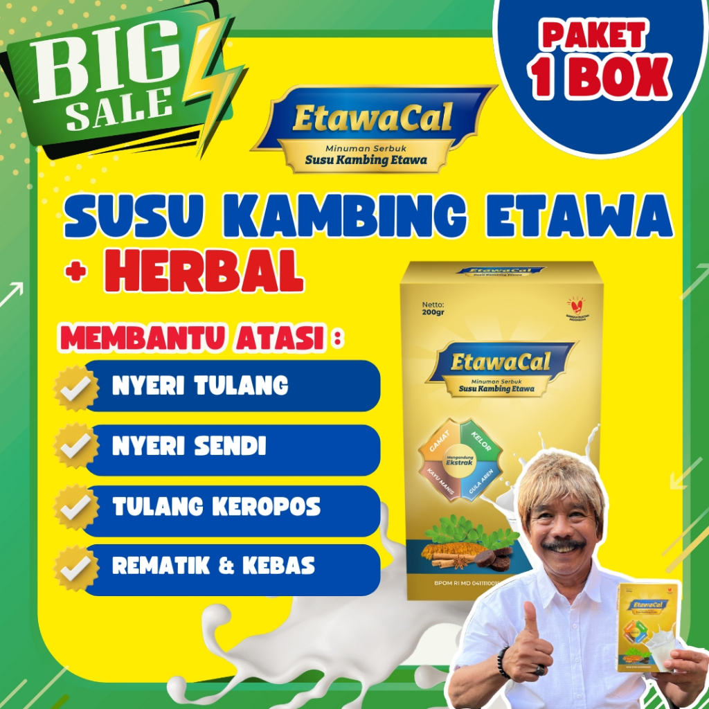 

Etawacal Paket 1 Box- Susu Etawa Herbal Atasi Asam Urat Nyeri Sendi Sesak Nafas Kolestrol Original