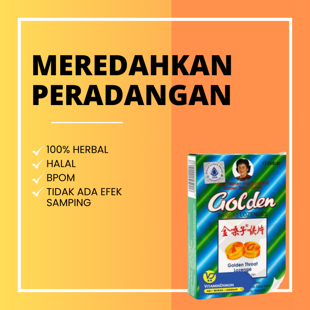 

GOLDEN THROAT LOZENGES - PERMEN MEREDAHKAN SAKIT TENGGOROKAN DAN SUSAH NELAN