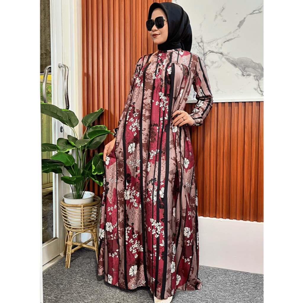 BAS Fashion - Gamis MARWA Series - Gamis Rayon Twill - Gamis Motif Rayon Twill - Gamis Busui - Rayon