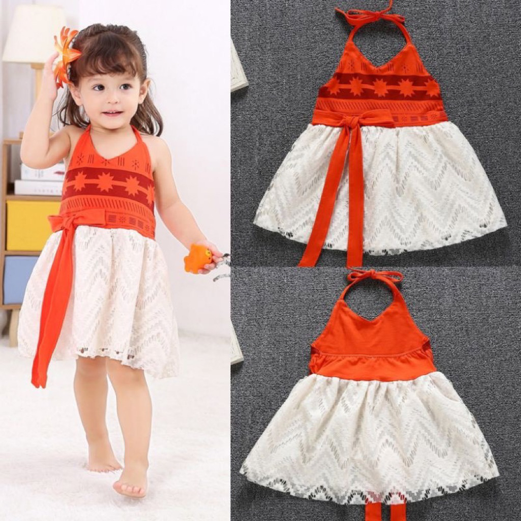Dress Moana / Dress kostum moana / baju pesta moana / kalung moana / jepit moana