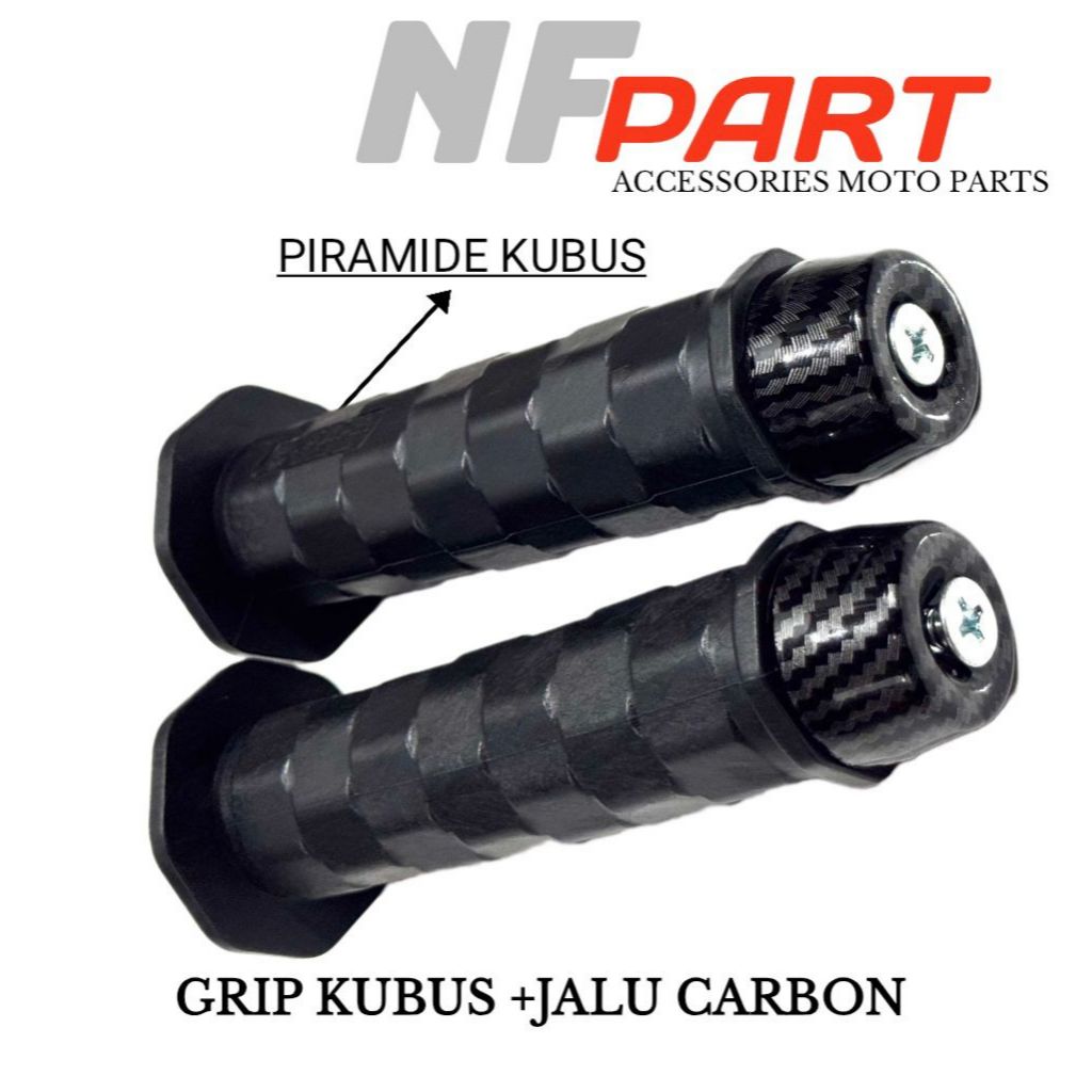 Paket 2in1 Handgrip Motor Model Kubus + Jalu Stang Carbon Anti Karat Universal Untuk Semua Motor
