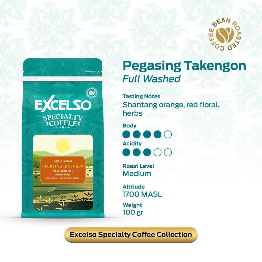 

Excelso Specialty Coffee Pegasing Takengon Beans 100gr Kopi Biji 100Gram