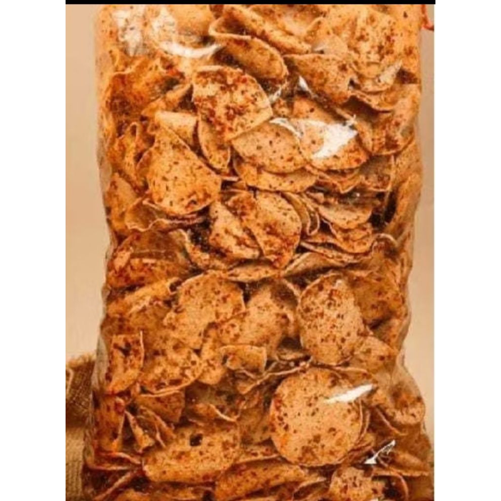 

Keripik Basreng/koin bumbu cikruh pedas daun jeruk kemasan 1kg