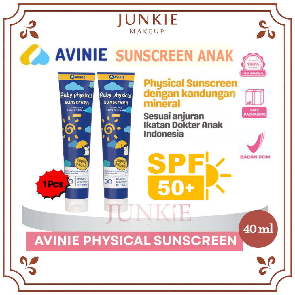 Sunscreen Anak | Avinie Sunscreen Anak SPF 50+ Baby Physical Sunscreen Serum Bayi Anak