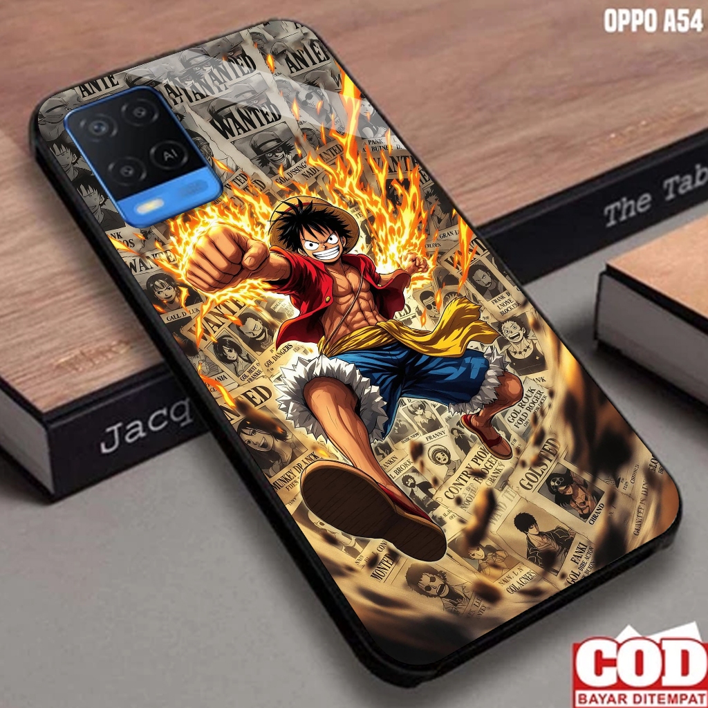 Softcase Glass Oppo A54  - Softcase Motif ONE PIECE - Softcase Glossy - Softcase Glass - Softcase A5