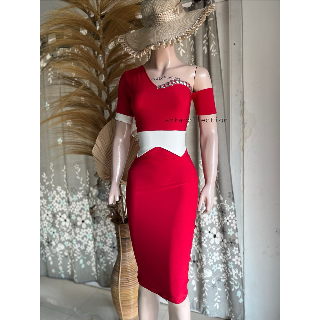 Midi Dress Singer // baju penyanyi // dress merah putih